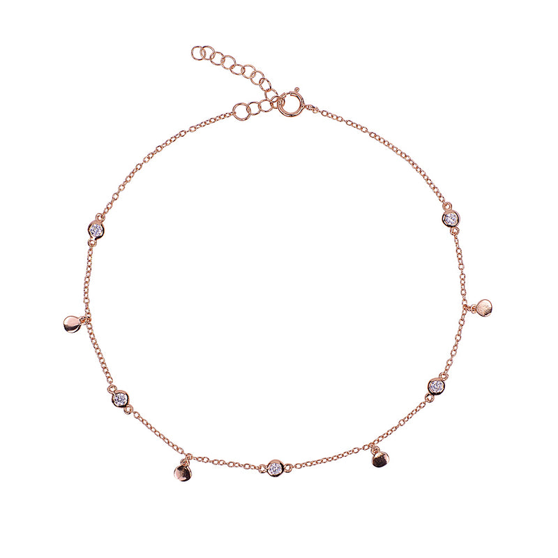 All that glitters disc and drop stone anklet