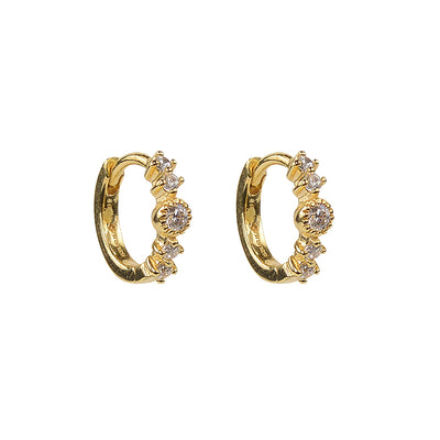 Yellow Gold Classic five stone everything that glitters huggy earrings