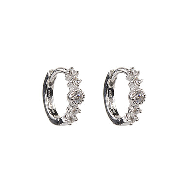 Sterling Silver Classic five stone everything that glitters huggy earrings