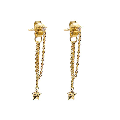 yellow gold  Shine your light matt star chain drop earrings