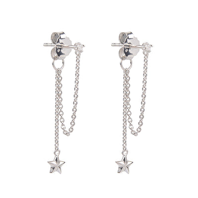 sterling silver Shine your light matt star chain drop earrings