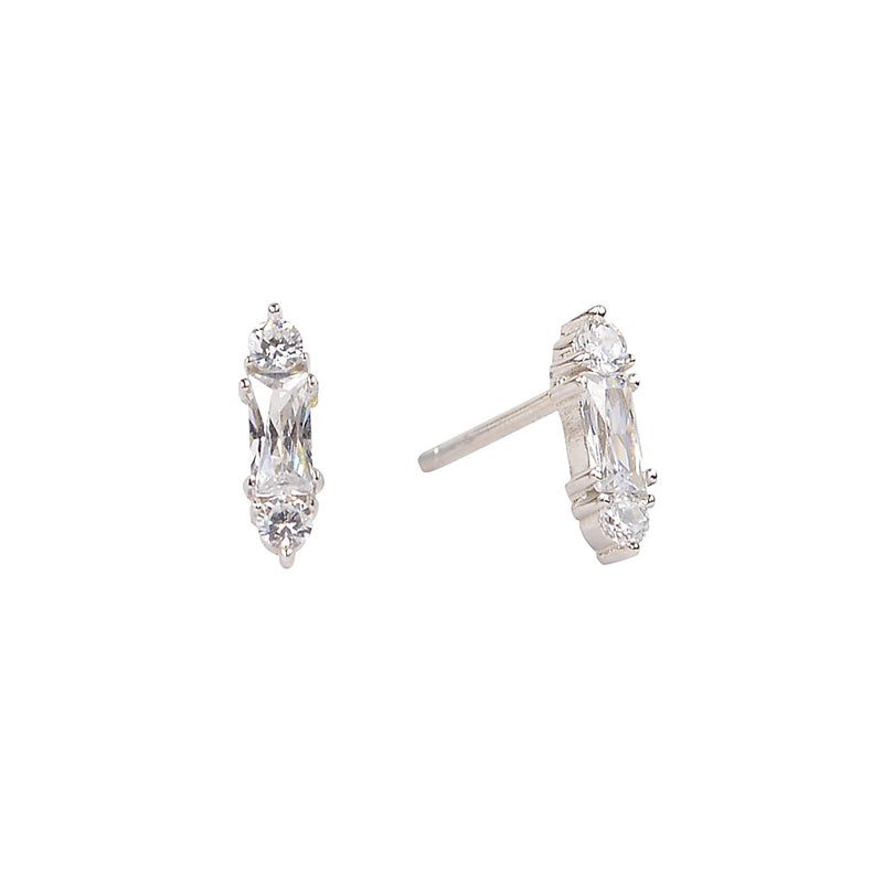 Yellow gold Baguette and pear shape classic everything that glitters stud earrings