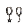 Black Rhodium Products Star and moon thick huggy shine earrings