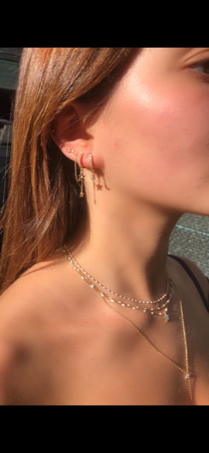 Star and moon thick huggy shine earrings