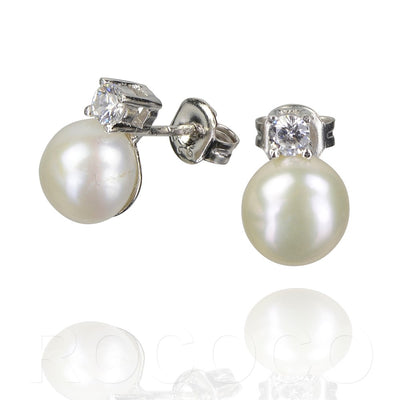 Stirling Silver_Pearls of wisdom single stud and cubic zirconia earrings