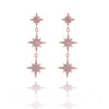 Rose Gold Three shining stars earrings