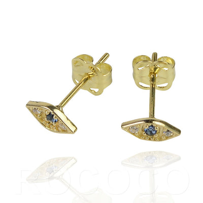 Solid gold good luck and protection stud earrings