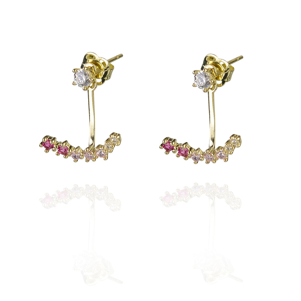 Ruby chakra ear jacket 9 karat earrings
