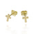 Solid gold cross love and faith stud earrings