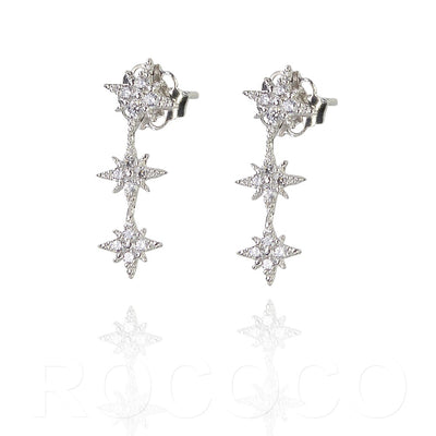 Shine your light three star solid gold climbers earrings