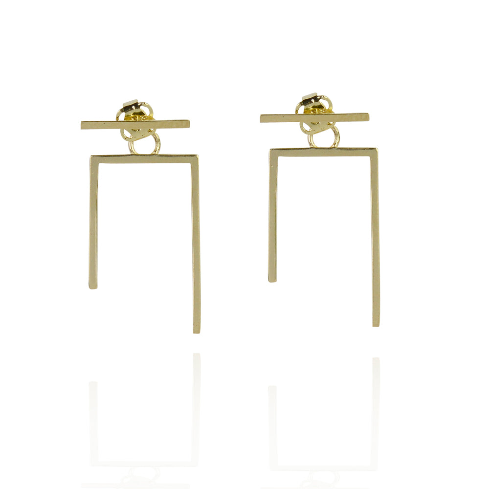 solid gold balance bar faith earrings