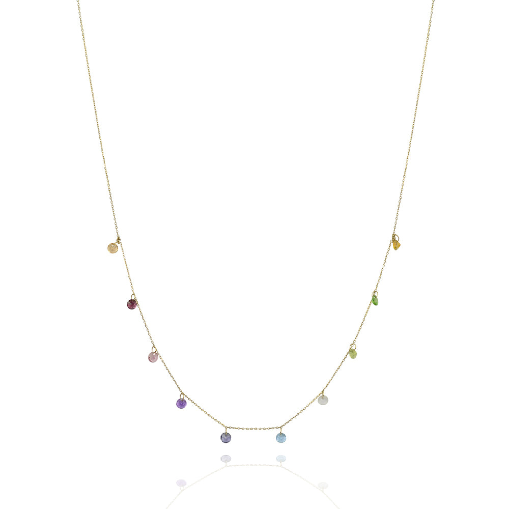 Precious stone solid gold chakra necklace