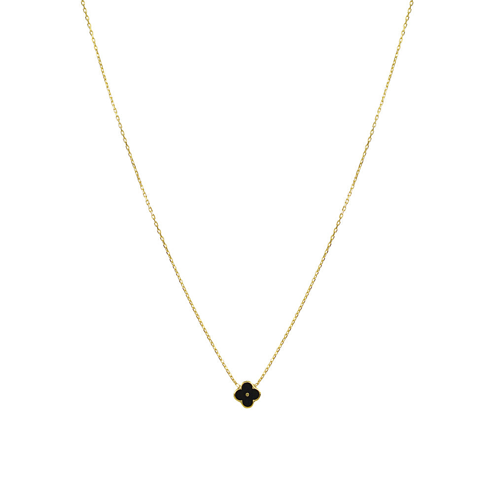 Four Leaf Clover Necklace Sterling Silver Enamel - Good Luck