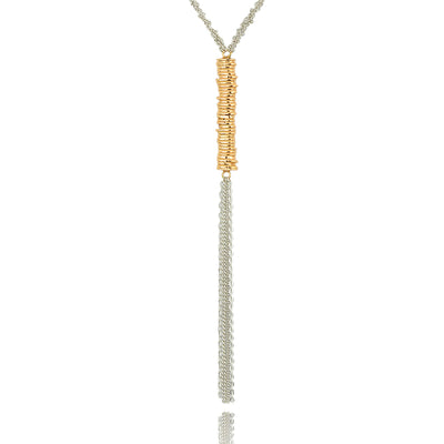 Platted chain bar balance necklace