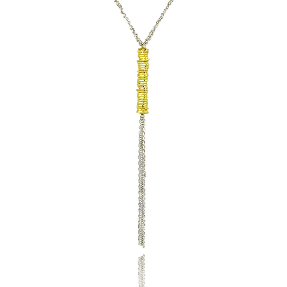 Platted chain bar balance necklace