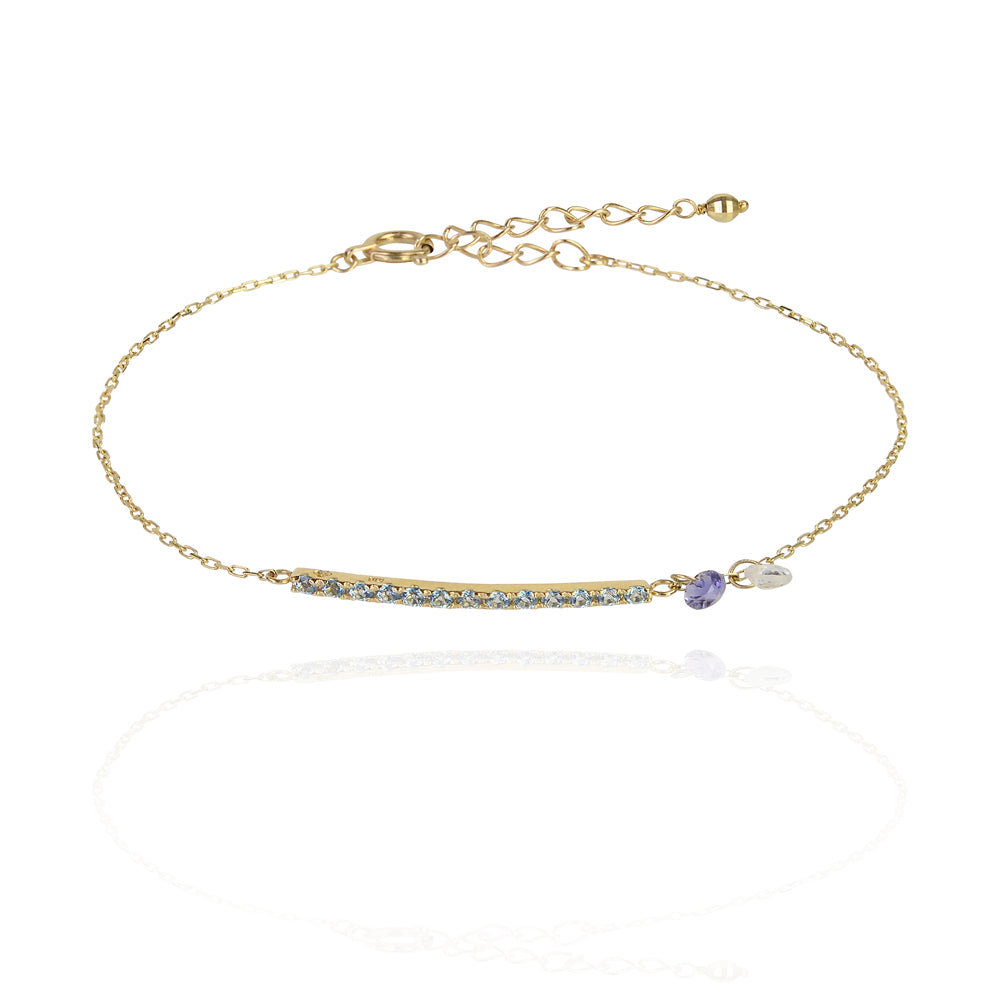 Balance bar and chakra solid gold bracelet