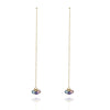 Solid gold chakra sapphire thread earrings