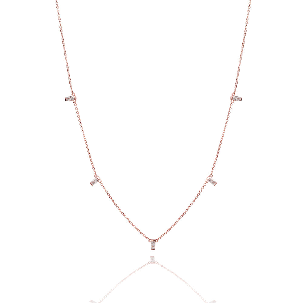 Baguette 5 drop glitter necklace