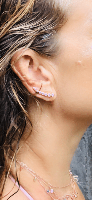 Baby Pink Glitter Climber EarringsEarrings