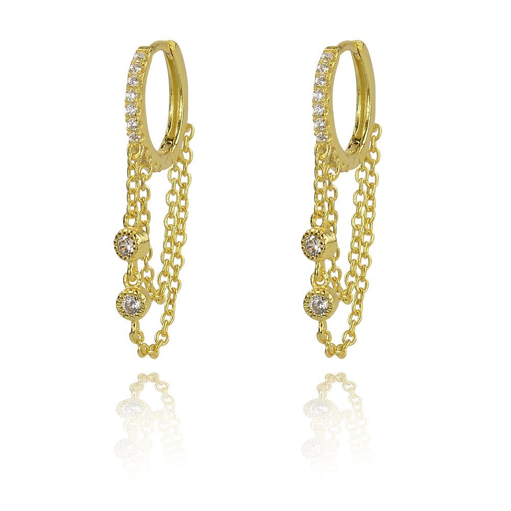 Cascading Crystal Chain Drop Huggie EarringsEarrings
