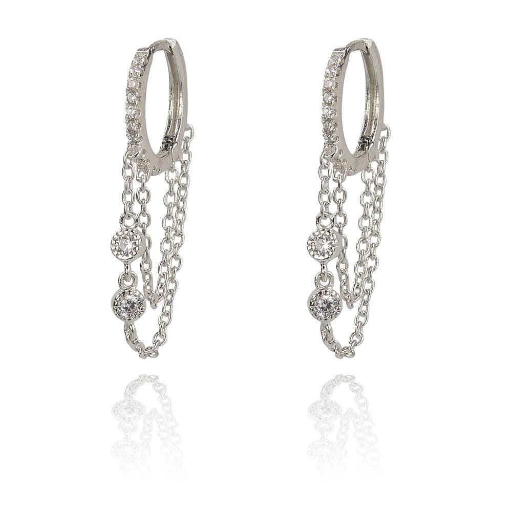 Cascading Crystal Chain Drop Huggie EarringsEarrings