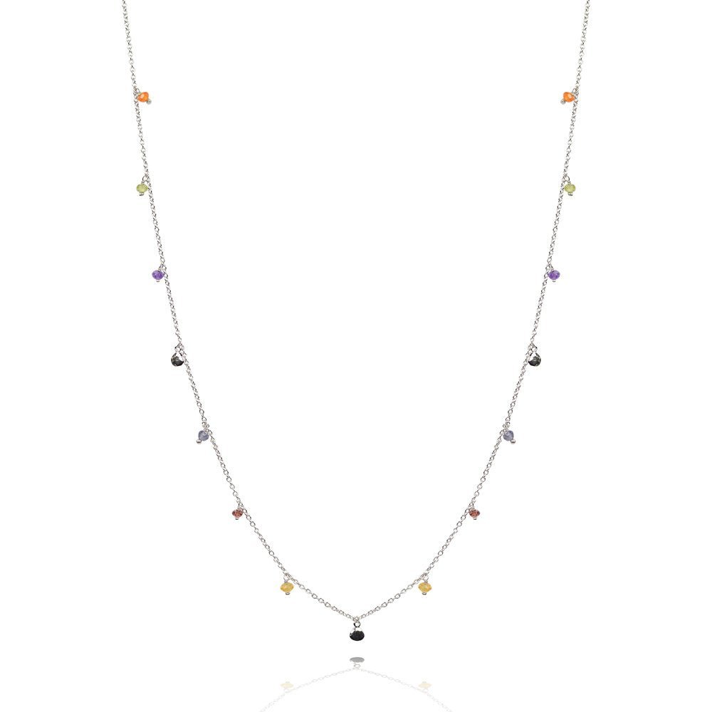 Chakra Necklace Sterling Silver with Semi-Precious StonesNecklace