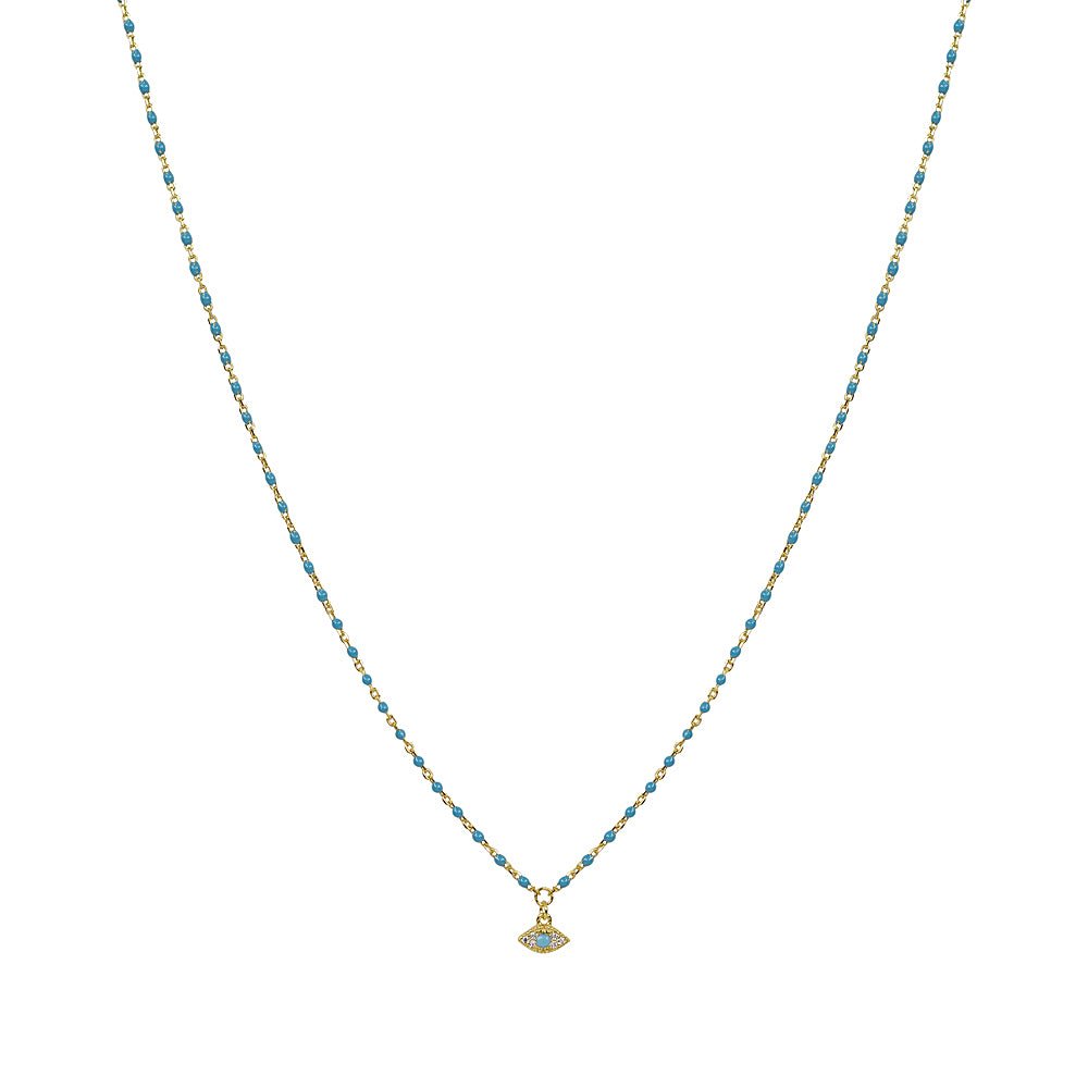 Evil Eye Beaded Necklace Gold Plated — Good Luck ProtectionNecklace