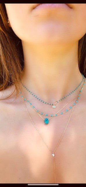 Evil Eye Beaded Necklace Gold Plated — Good Luck ProtectionNecklace