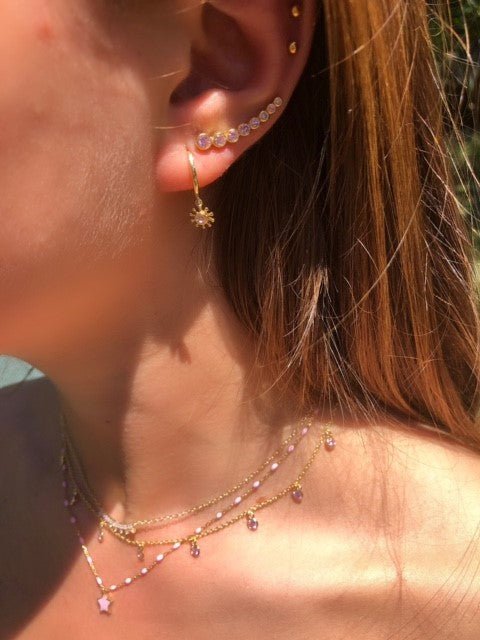 Flower joy drop huggie earringsEarrings