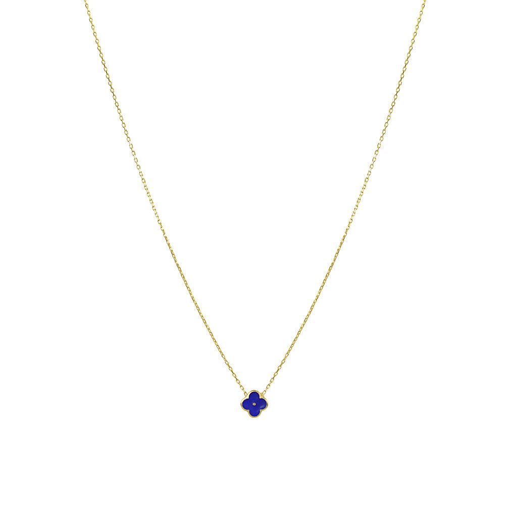 Four Leaf Clover Necklace Sterling Silver Enamel - Good LuckNecklace