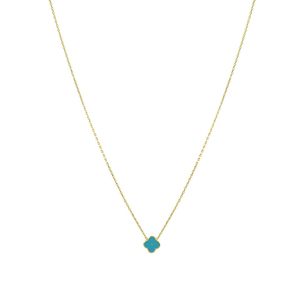 Four Leaf Clover Necklace Sterling Silver Enamel - Good LuckNecklace
