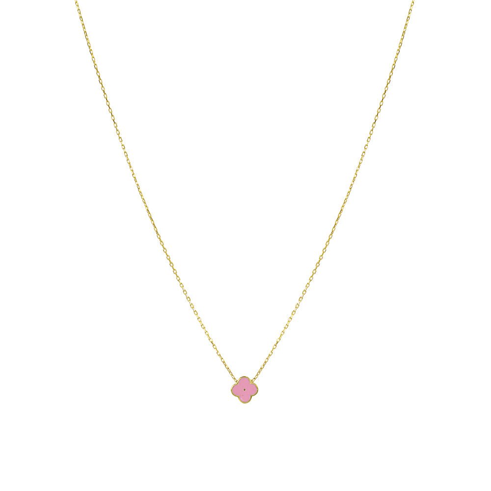 Four Leaf Clover Necklace Sterling Silver Enamel - Good LuckNecklace