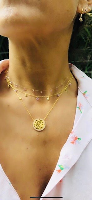 Glitter stone and disc necklaceNecklace