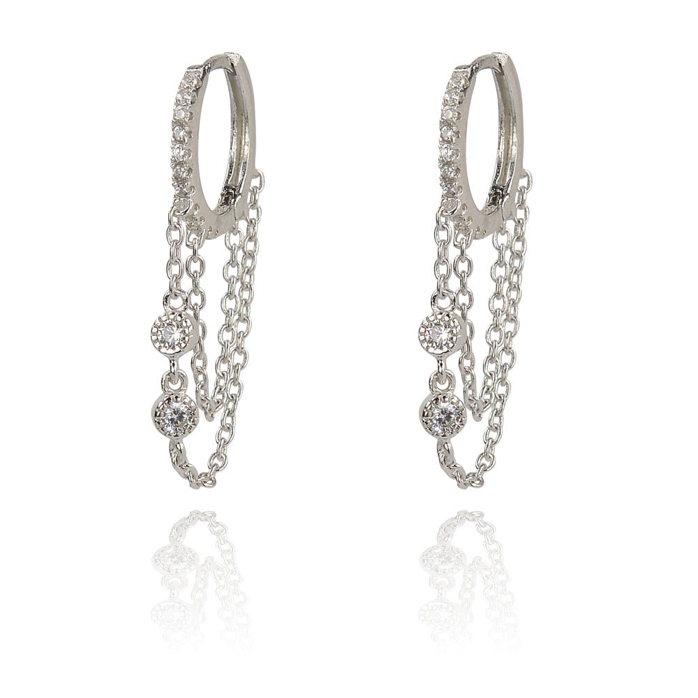 Huggie and chain drop glitter earringsEarrings