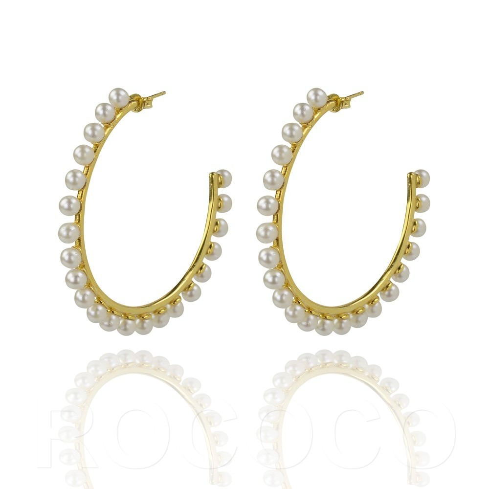 Yellow Gold_Pearls of wisdom large hoop earrings