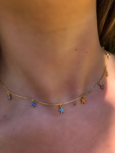 Multi coloured star shine necklace