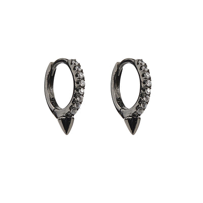 Black Rhodium Huggy with spike everything that glitters earrings