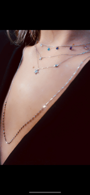 Solid gold with precious stones and side saphire shine necklaceNecklace