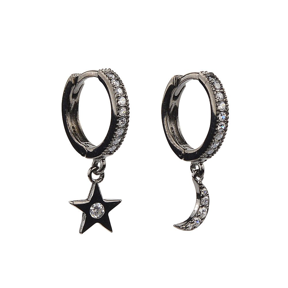 Star and moon thick huggie shine earringsEarrings