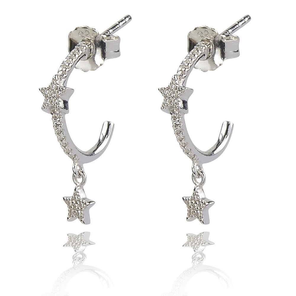 Star Hoop Earrings Sterling Silver with CZ StonesEarrings