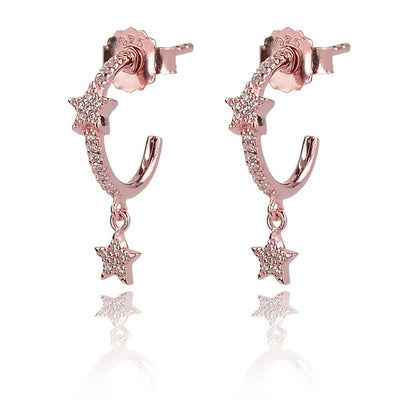 Star Hoop Earrings Sterling Silver with CZ StonesEarrings