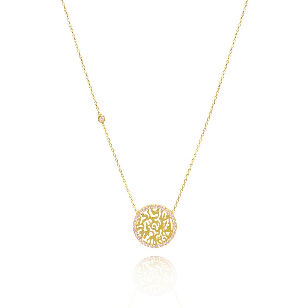 We are all one shema necklace with side stone.Necklace